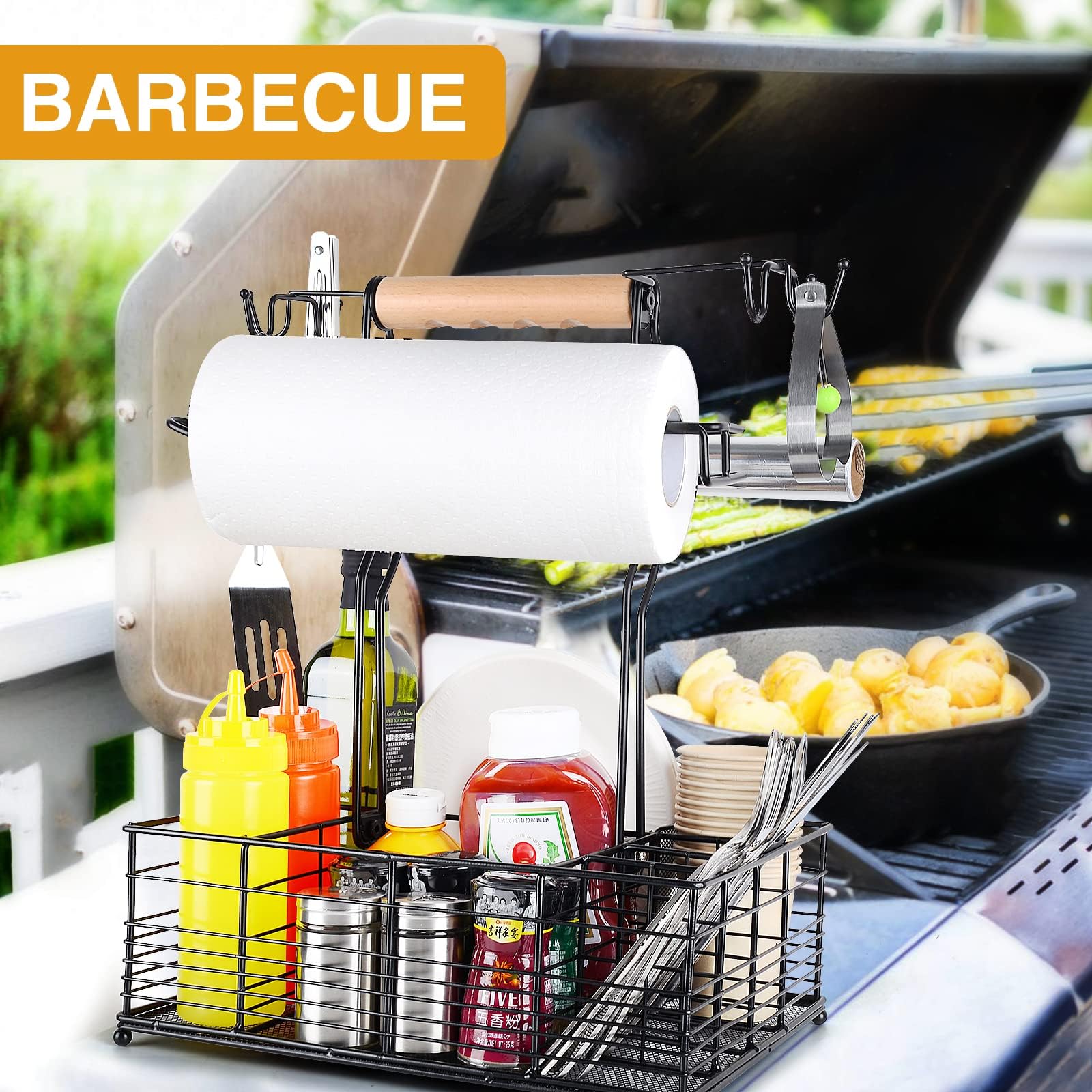 Concons Grill Caddy, Bbq Caddy For Outdoor Grill, Camping Essentials, Camping Accessories, Outdoor Kitchen Bbq Grill Accessories